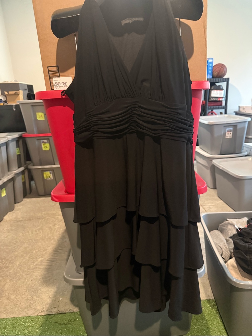 Black Halter Ruffle Tiered Dress - Elegant Evening Wear mp64